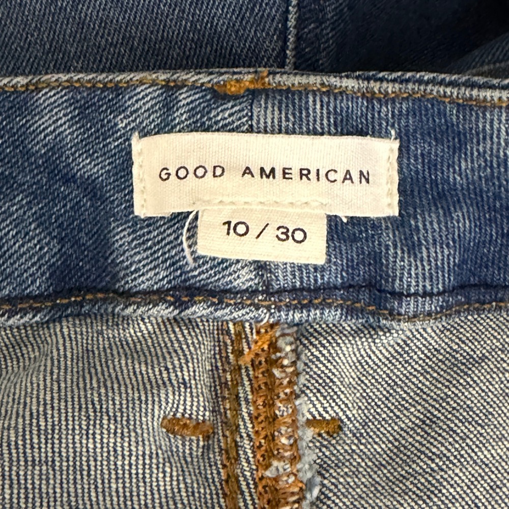 Good American Palazzo WIDE LEG Boot Blue Jeans Womens 10/30 FLARE High Rise - Picture 2 of 13
